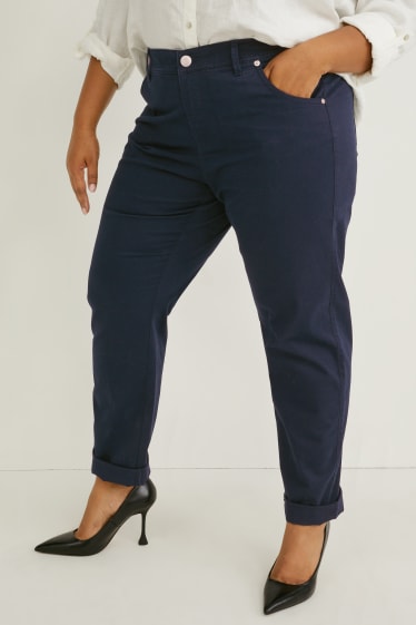 Donna - Pantaloni di stoffa - vita media - LYCRA® - blu scuro
