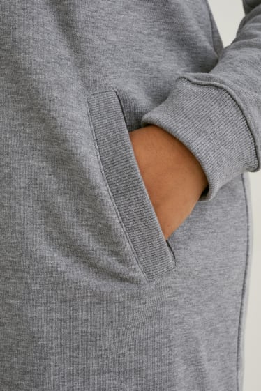 Damen - Sweatkleid mit Kapuze - grau-melange