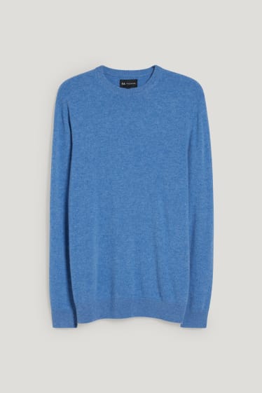 Pánské - Kašmírový svetr - modrá-žíhaná