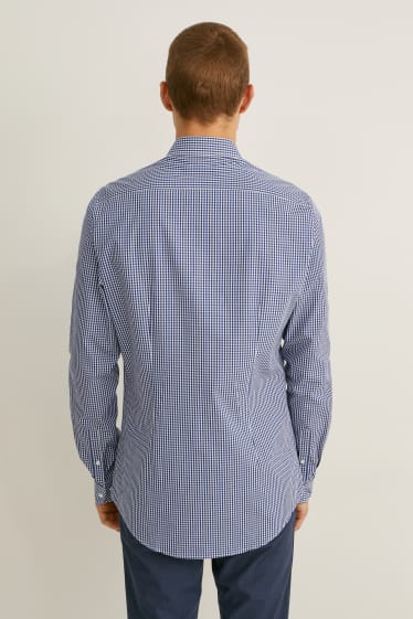 Mężczyźni - Koszula biznesowa - slim fit - bardzo długie rękawy- dobrze się prasuje - ciemnoniebieski / biały