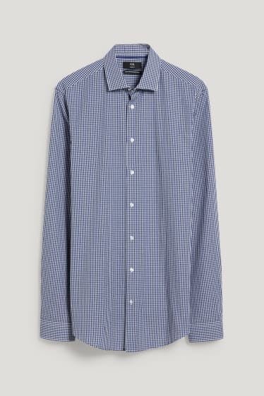 Mężczyźni - Koszula biznesowa - slim fit - bardzo długie rękawy- dobrze się prasuje - ciemnoniebieski / biały
