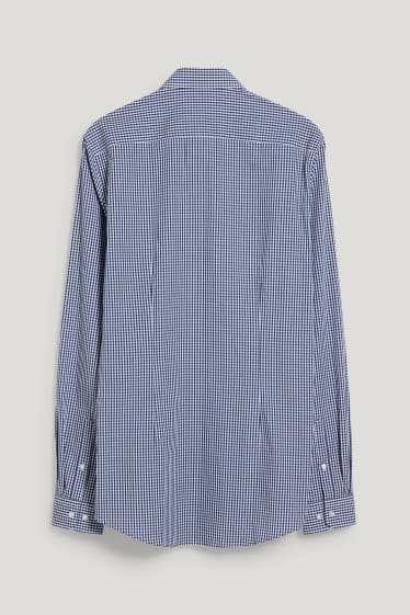 Hombre - Camisa de oficina - slim fit - manga extralarga - de planchado fácil - azul oscuro / blanco