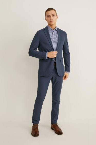 Hommes - Chemise de bureau - slim fit - col cutaway - facile à repasser - matière recyclée - bleu foncé / blanc