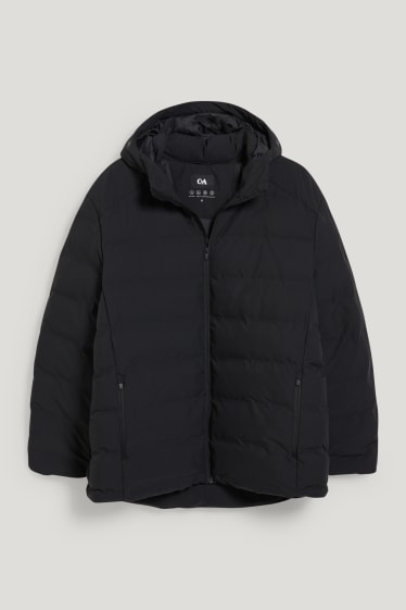 Heren XL - Gewatteerde jas met capuchon - zwart