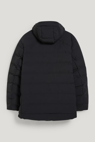 Heren XL - Gewatteerde jas met capuchon - zwart