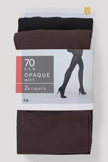Dámské - Multipack 2 ks - silonky - 70 DEN - tmavohnědá