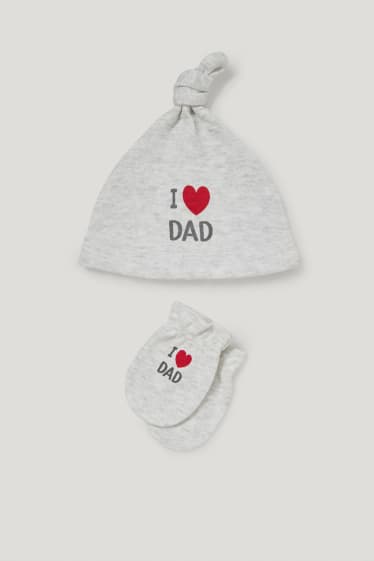 Bébé filles - Ensemble - bonnet et gants antigrattements pour bébé - 2 pièces - gris clair chiné