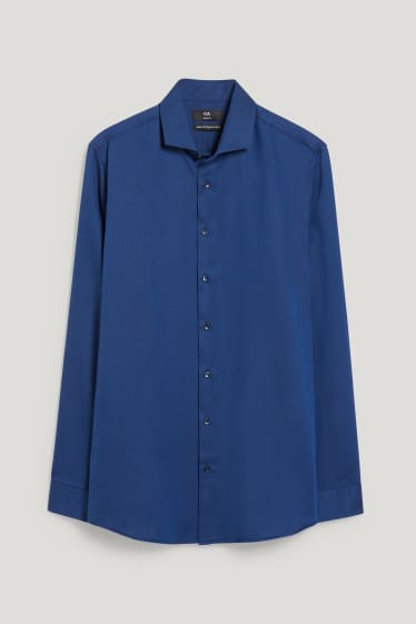 Uomo - Camicia business - slim fit - colletto alla francese - facile da stirare - blu scuro