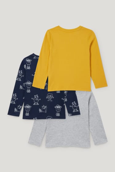 Niños - Pack de 3 - camisetas de manga larga - gris claro jaspeado