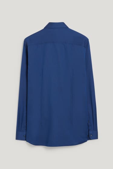 Hommes - Chemise de bureau - slim fit - cutaway - facile à repasser - bleu foncé