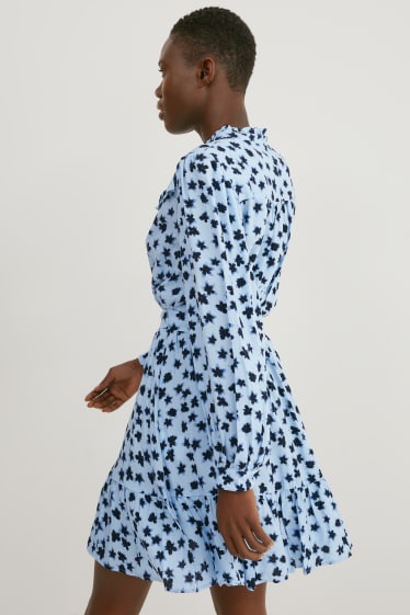 Mujer - Vestido fit & flare - de flores - azul claro