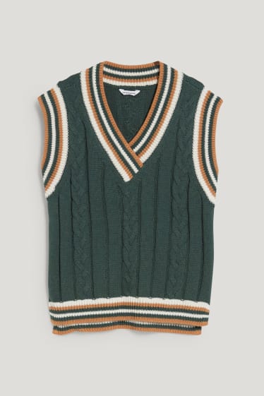Clockhouse Girls - CLOCKHOUSE - gilet in maglia - da materiali riciclati - motivo a treccia - verde