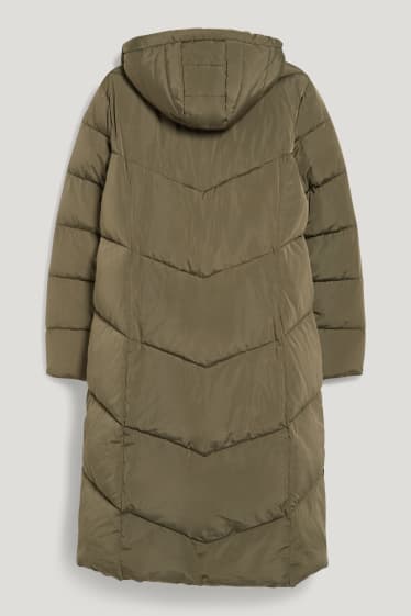 Donna - Cappotto trapuntato con cappuccio - verde
