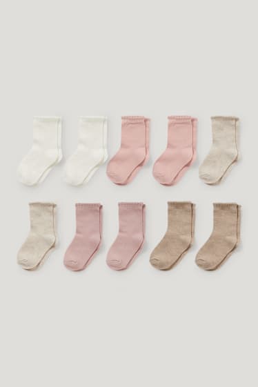 Bébé garçons - Lot de 10 paires - chaussettes bébé - blanc / rose