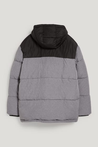 Exkluzivní online - CLOCKHOUSE - prošívaná bunda s kapucí - šedá-žíhaná