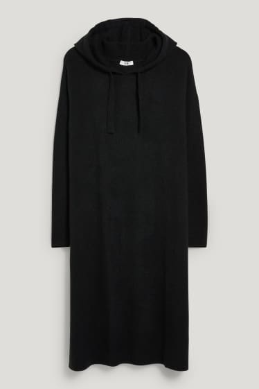 Dona - Vestit de punt amb caputxa - negre