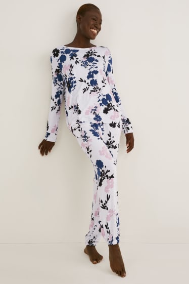 Donna - Pigiama - a fiori - grigio chiaro