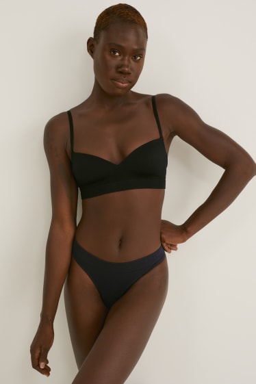 Damen - Multipack 2er - String - seamless - schwarz