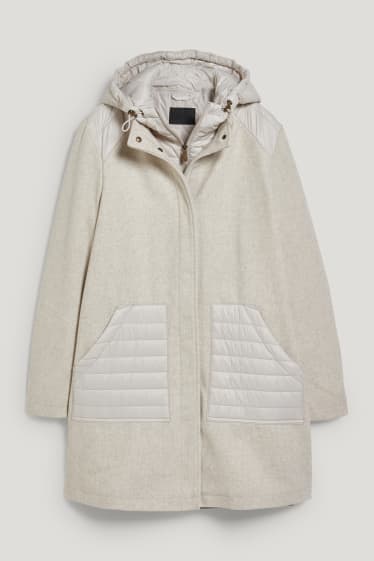 Donna - Cappotto con cappuccio - crema