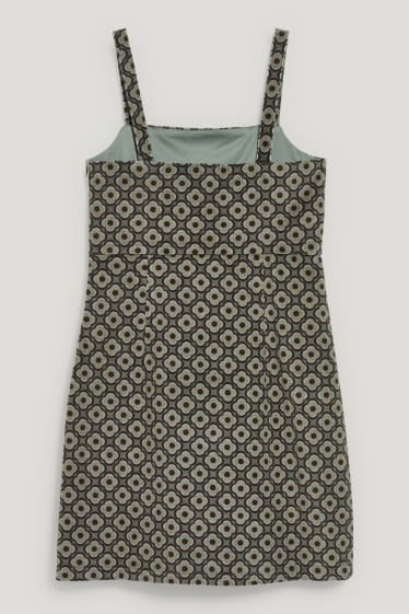 Clockhouse femme - CLOCKHOUSE - robe en velours côtelé - motif floral - vert foncé / noir