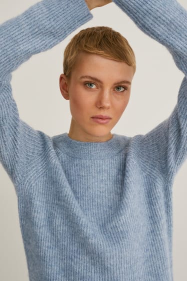 Damen - Pullover - blau-melange