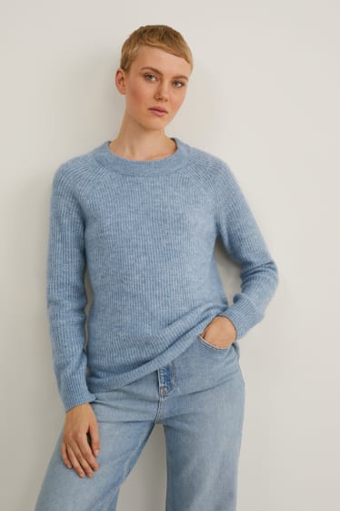 Damen - Pullover - blau-melange