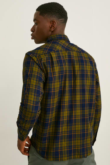 Home - Camisa de franel·la - regular fit - Kent - THERMOLITE® - de quadres - verd fosc