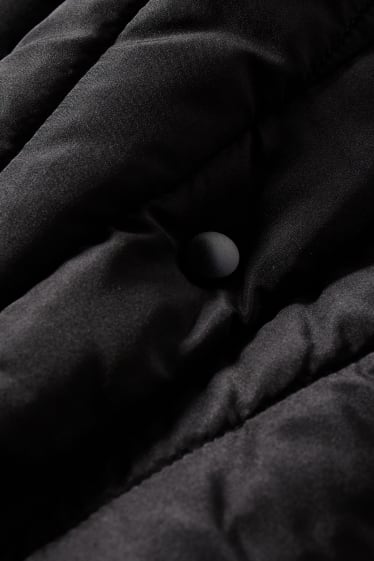 Women - Quilted poncho with hood - black