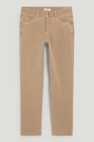 Damen - Hose - Slim Fit - Mid Waist - 4 Way Stretch - taupe