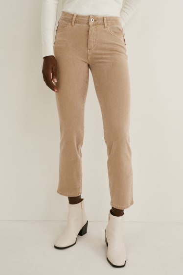 Damen - Hose - Slim Fit - Mid Waist - 4 Way Stretch - taupe
