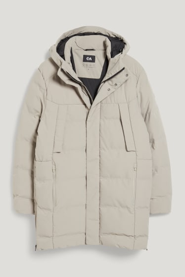 Herren - Steppjacke mit Kapuze - grau