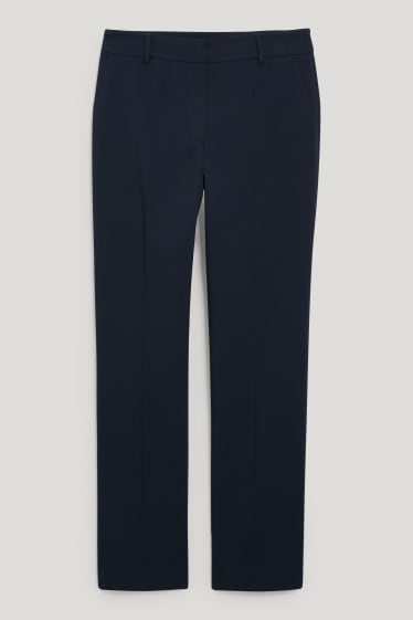 Dámské - Business kalhoty - mid waist - straight fit - tmavomodrá