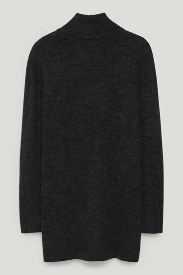 Mujer - Jersey de cuello vuelto - reciclado - antracita