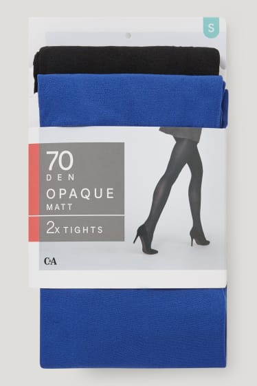 Damen - Multipack 2er - Feinstrumpfhose - 70 DEN - blau  / schwarz