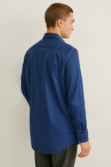 Uomo - Camicia business - regular fit - colletto all'italiana - maniche ultracorte - blu scuro