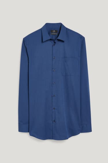 Uomo - Camicia business - regular fit - colletto all'italiana - maniche ultracorte - blu scuro