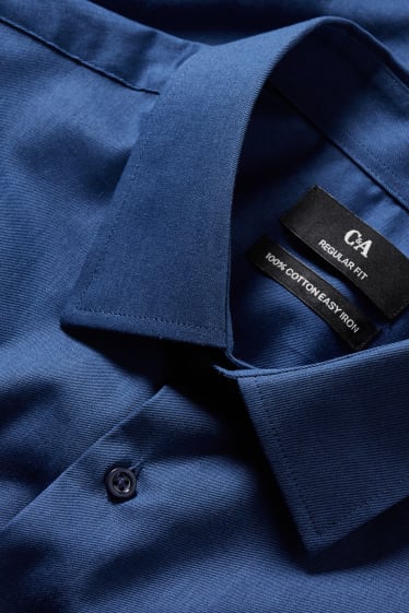 Uomo - Camicia business - regular fit - colletto all'italiana - maniche ultracorte - blu scuro