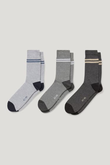 Hombre - Pack de 3 - calcetines - LYCRA® - gris jaspeado