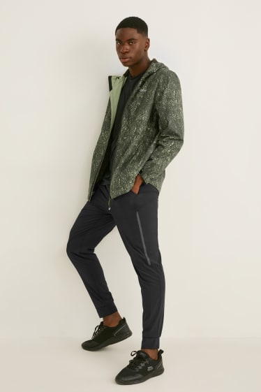Hommes - Veste de sport à capuche - à motif - vert chiné
