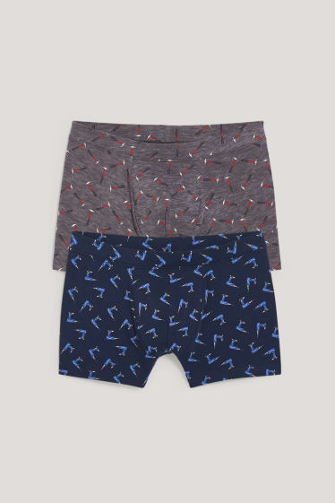 Hommes - Lot de 2 - boxers - LYCRA® - bleu foncé / gris