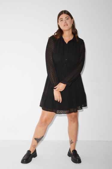 Dames XL - CLOCKHOUSE - jurk van chiffon - zwart