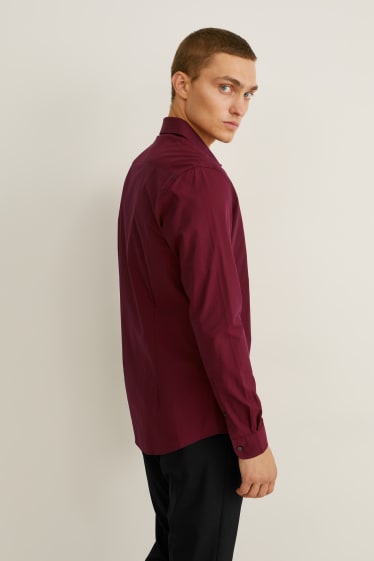 Uomo - Camicia business - slim fit - colletto all’italiana - facile da stirare - bordeaux