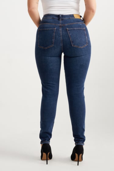 Women - Skinny jeans - mid-rise waist - shaping jeans - LYCRA® - denim-blue