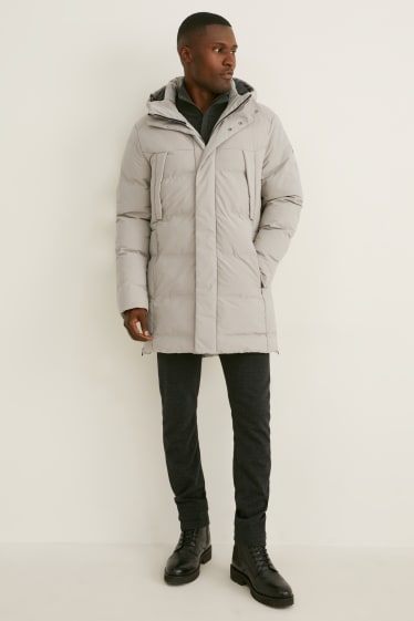 Herren - Steppjacke mit Kapuze - grau
