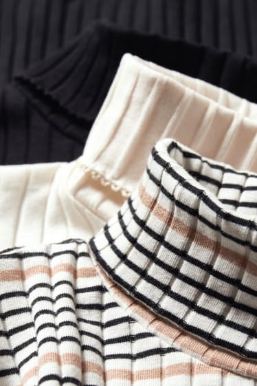 Filles - Lot de 3 - hauts à col roulé - noir / blanc