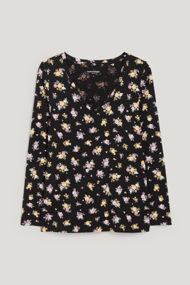 Clockhouse Girls - CLOCKHOUSE - Recover™ - maglia a maniche lunghe - a fiori - nero