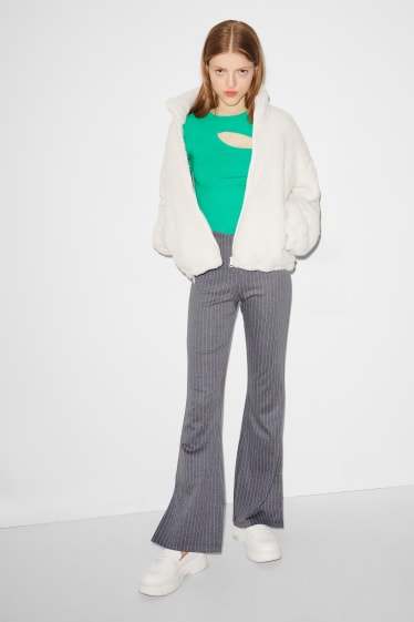 Clockhouse Girls - CLOCKHOUSE - Jersey-Hose - gestreift - grau-melange