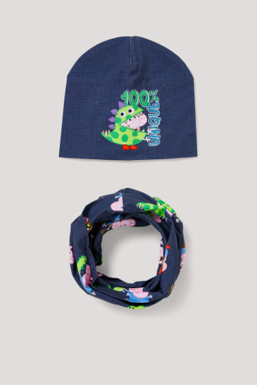 Toddler Boys - Peppa Pig - set - berretto e scaldacollo - 2 pezzi - blu scuro-melange