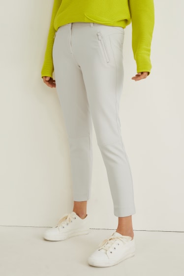 Women - Cloth trousers - mid-rise waist - slim fit - cremewhite