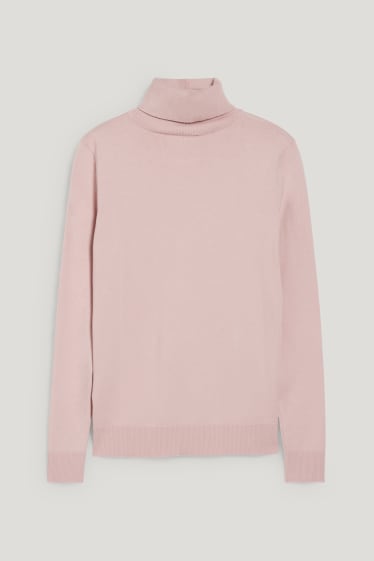 Damen - Rollkragenpullover - rosa
